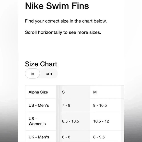 NWT Nike Swimming Fin Sz S (fit shoe size 7-9) in black/blue - Picture 4 of 4